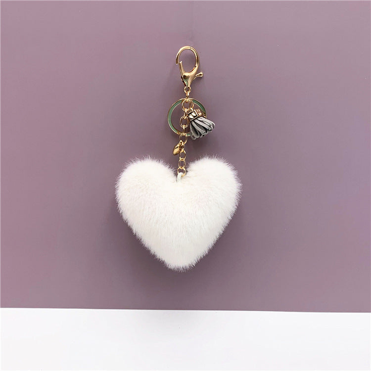 Wholesale Tassel peach heart keychain cute bag pendant heart-shaped plush car keychain